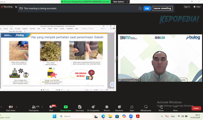 SMKPPN SEMBAWA: Kepala SMK PPN Sembawa, Budi Santoso mengatakan Webinar MAF menghadirkan tiga narasumber yang terbagi dalam tiga sesi materi utama yakni  petani muda Banyuasin, Jabar Isnur Rahman; Manager Pengadaan Bulog Kanwil Sumsel dan Babel, Rinaldy Pratama; dan penyuluh Banyuasin, Zaid Subrata.