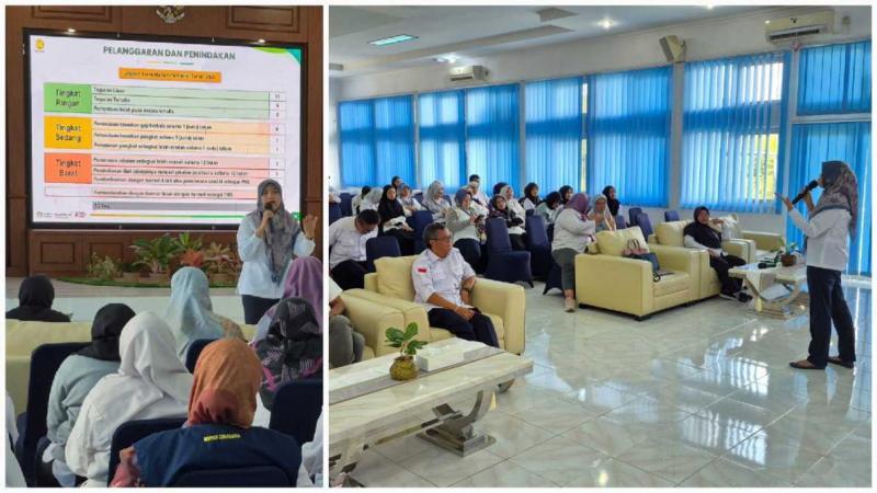 BBPKH CINAGARA: Kepala BBPKH Cinagara, Inneke Kusumawaty mengapresiasi kehadiran Analis SDM Aparatur Ahli Muda pada Biro Organisasi dan SDM Aparatur Kementan, Dwi Kurnia Rachman yang elaborasi pemahaman aturan kepegawaian, kode etik dan disiplin pegawai.