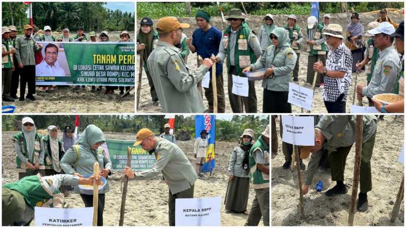 BBPP BATANGKALUKU: Kepala BBPP Batangkaluku, Jamaluddin Al Afgani [topi coklat] mengingatkan Program CSR dan Oplah di Luwu Utara membutuhkan sinergi pemerintah pusat dan daerah, penyuluh dan petani agar lahan yang telah dicetak dapat dimanfaatkan optimal berkelanjutan.