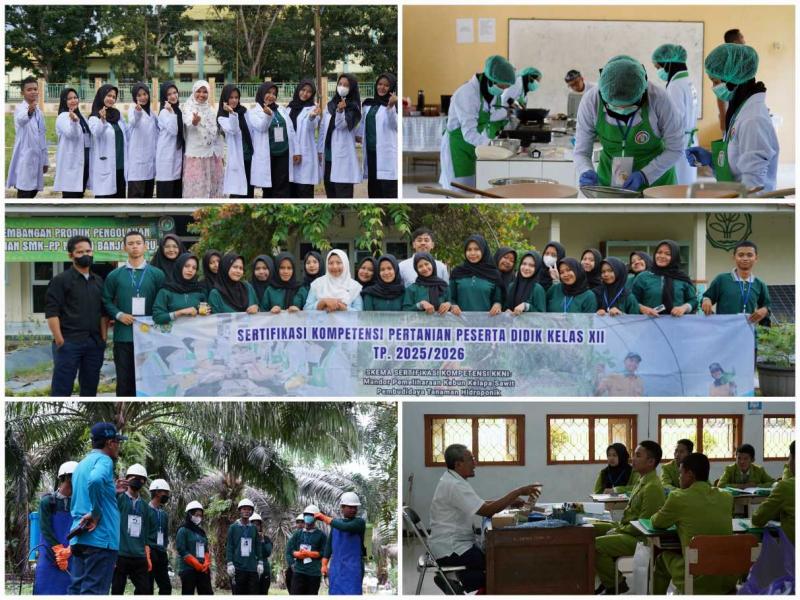 SMKPPN BANJARBARU: Kepala SMKPPN Banjarbaru, Angga Tri AP mengatakan sertifikasi kompetensi mengacu pada Standar Kompetensi Kerja Nasional Indonesia (SKKNI) yang diterbitkan oleh Badan Nasional Sertifikasi Profesi (BNSP) melalui Lembaga Sertifikasi Profesi (LSP) Pertanian Kementan. 