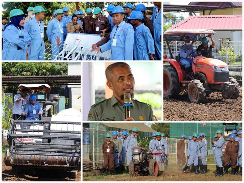 BBPP BATANGKALUKU: Kepala BBPP Batangkaluku, Jamaluddin Al Afgani [tengah] mengatakan Alsintan membantu pengelolaan lahan yang lebih terstruktur, termasuk optimalisasi lahan rawa dan pencetakan sawah rakyat. Menjawab tantangan berkurangnya tenaga kerja di sektor pertanian, Alsintan menjadi solusi agar proses produksi tetap berjalan optimal.