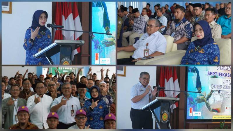 BBPKH CINAGARA: Kepala BBPKH Cinagara, Inneke Kusumawaty [kiri atas] mengingatkan jumlah Juleha masih kurang dari 20% dari kebutuhan nasional sehingga perlu peningkatan kapasitas melalui pelatihan, sertifikasi dan uji kompetensi dan Kapuslat Teddy Dirhamsyah [kanan bawah] menyoroti praktik penyembelihan di luar RPH.