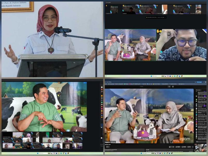 BBPKH CINAGARA: Peserta mengikuti kegiatan secara daring melalui Zoom Meeting dan siaran langsung YouTube, setelah dibuka oleh Kepala BBPKH Cinagara, Inneke Kusumawaty [kiri atas] dengan menghadirkan Supratikno sebagai narasumber dipandu oleh Putry Surya Arum dari BBPKH Cinagara.