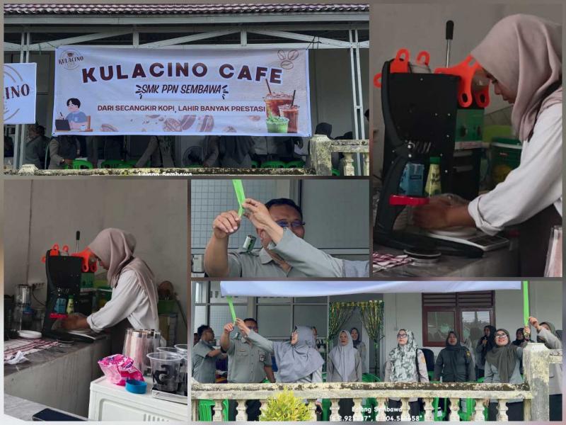 SMKPPN SEMBAWA: Kepala SMKPPN Sembawa, Budi Santoso mengatakan Kulacino Cafe dirancang sebagai laboratorium bisnis sekaligus ruang kolaborasi lintas program studi. Kafe menjadi sarana belajar keterampilan praktis, khususnya kopi yang punya peluang pasar besar sekaligus ruang diskusi yang nyaman bagi warga sekolah.