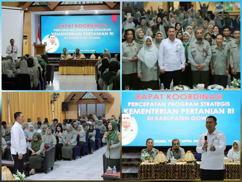 BBPP BATANGKALUKU: Plt Kapusluh Kementan, Eko Nugroho DP didampingi Kepala BBPP Batangkaluku, Jamaluddin Al Afgani membuka Rakor Percepatan Program Strategis Kementan di Kabupaten Gowa, Sulsel yang dihadiri oleh sejumlah penyuluh setempat dan jajaran BBPP Batangkalu.