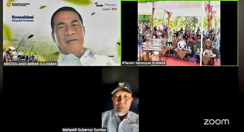 BBPP BATANGKALUKU: Mentan Amran Sulaiman yang hadir via daring, menyampaikan apresiasi kepada seluruh pihak yang terlibat, mulai dari pemerintah daerah, petani, penyuluh, hingga aparat di daerah memdukung Gertam Serempak 25 provinsi.