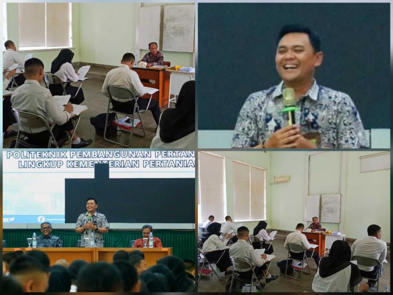 POLBANGTAN BOGOR: Direktur Yoyon Haryanto [kanan atas] membuka kegiatan Sertifikasi Kompetensi Penyuluh Pertanian` selama tiga hari, 8 - 10 Mei 2026, di Kampus Cibalagung, Kabupaten Bogor, Jabar yang diikuti 104 mahasiswa/i Prodi Agribisnis Hortikultura (AGH), Teknologi Mekanisasi Pertanian (TMP) dan Kesehatan Hewan (Keswan).