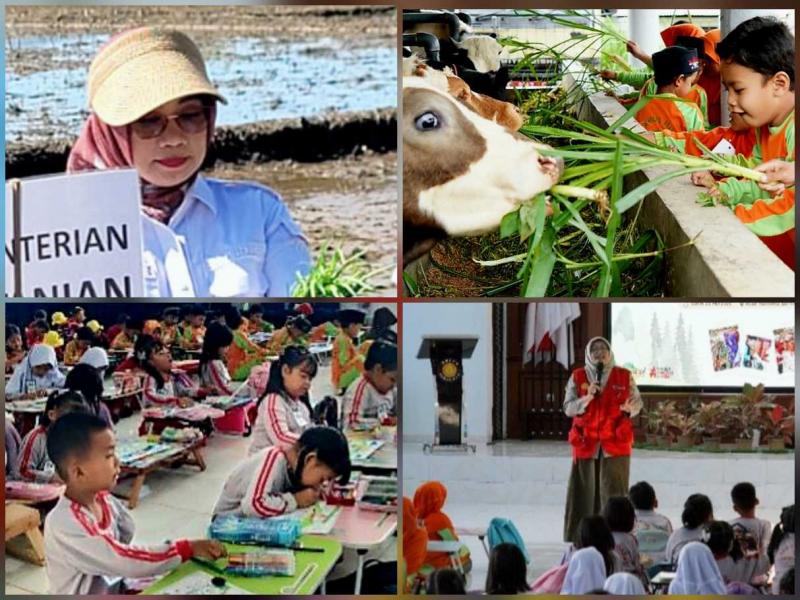 BBPKH CINAGARA: Kepala BBPKH Cinagara, Inneke Kusumawaty [kiri atas] mengatakan Farmtastic edisi khusus Vetstival dihadiri 98 anak TK dan siswa SD yang mengikuti kegiatan edukatif dan menyenangkan seperti lomba mewarnai, edukasi peternakan dan sejumlah permainan interaktif.
