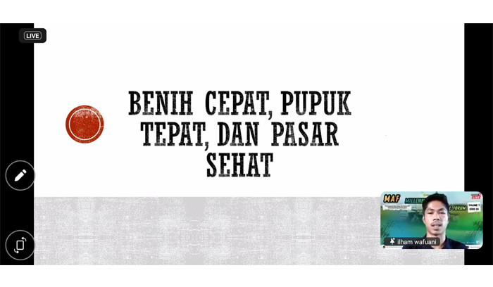 SMKPPN BANJARBARU: Kepala SMKPPN Banjarbaru, Angga Tri A.P. apresiasi narasumber, Ilham Wafuani, penangkar benih padi di Desa Rangga Surya, Kecamatan Belawang, Kabupaten Barito Kuala mengusung materi bertajuk `Sinergi Perbenihan Rawa Kecamatan Belawang melalui Karakter Unggul, Budaya ASRI & Transformasi IP 200`.