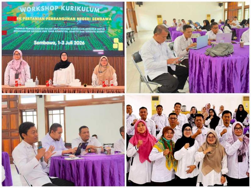 SMKPPN SEMBAWA: Kepala TU, Syamsiyah mewakili Kepala SMKPPN Sembawa, Budi Santoso mengatakan tujuan Workshop sebagai momentum penting bagi para guru untuk berdiskusi, bertukar pengalaman dan merumuskan strategi pembelajaran yang lebih efektif mengimplementasikan Kurikulum Merdeka.