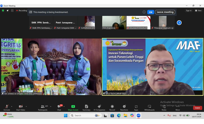 SMKPPN SEMBAWA: Kepala SMKPPN Sembawa, Budi Santoso mengatakan berharap inovasi PM-AAS semakin luas diterapkan oleh petani, penyuluh, dan Brigade Pangan sebagai upaya mempercepat modernisasi pertanian serta mendukung terwujudnya swasembada pangan nasional yang berkelanjutan. 
