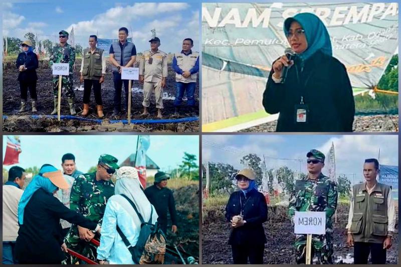 BBPKH CINAGARA: Kepala BBPKH Cinagara, Inneke Kusumawaty selaku PJ Brigade Pangan Sumsel pada kegiatan Gertam Serempak di Kecamatan Pemulutan Barat, bersama Asisten II Pemkab Ogan Ilir, Taher Sitonga mewakili Bupati Panca Wijaya Akbar; Komandan Korem 044/Garuda; Kadistan TPH Ogan Ilir, Dedi beserta Forkopimda, camat, kepala desa, penyuluh dan kelompok tani setempat.