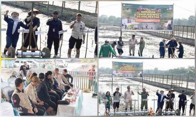 SMKPPN BANJARBARU: Kepala SMKPPN Banjarbaru, Angga Tri A.P. selaku PJ Brigade Pangan dan LTT Kalteng mengatakan Gertam Serempak digelar pada lahan Oplah Kelurahan Sei Pasah, Kecamatan Kapuas Hilir, Kabupaten Kapuas, dengan luas hamparan Oplah 35 ha tanam seluas 2 hektar dengan menerapkan metode PM-AAS yang dihadiri petani, pejabat pusat dan daerah serta pihak-pihak terkait.