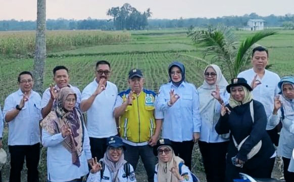 BBPKH CINAGARA: Tenaga Ahli Mentan Bidang Teknologi Pengelolaan Irigasi, Hendri Sosiawan [ke-3 kiri] didampingi Kepala BBPKH Cinagara, Inneke Kusumawaty selaku PJ Brigade Pangan Sumsel [hijab biru] meninjau jaringan irigasi di Kecamatan Muara Beliti, Kabupaten Musi Rawas, Sumsel yang mengairi lahan pertanian setempat.