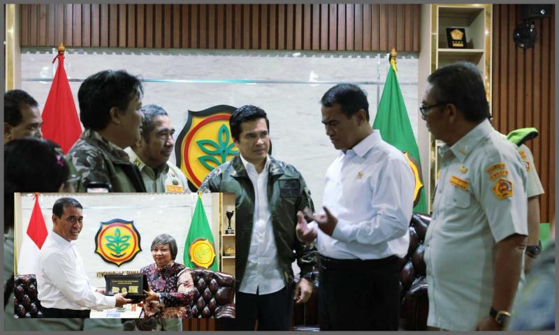 BBPP BATANGKALUKU: Mentan Amran bersama Ketua PPM LVRI, Berto Izaak Doko dan pengurus pusat menyatakan dukungan melawan mafia pangan, dan bersama Ketua Komnas HAM, Anis Hidayah [insert] mengatakan, pangan memiliki keterkaitan langsung dengan hak asasi manusia (HAM).