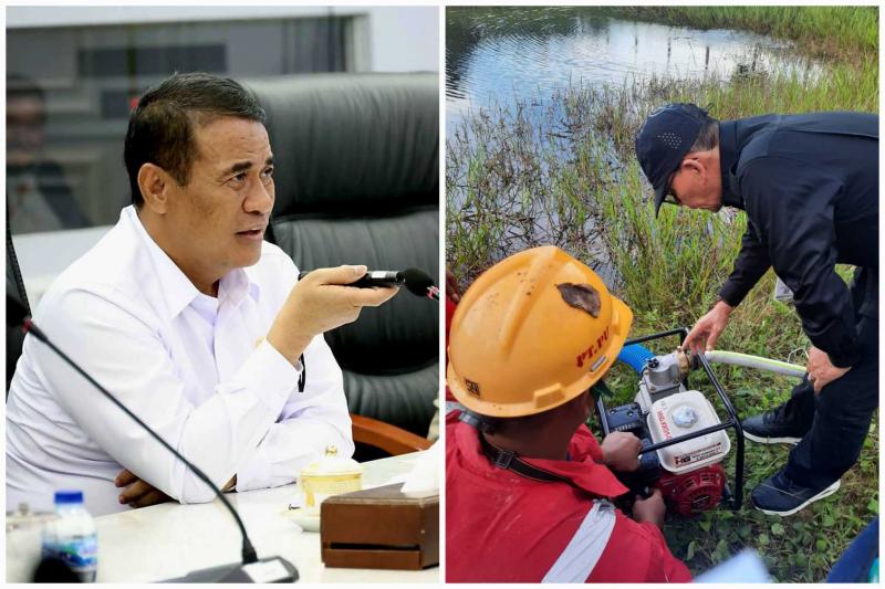BBPP BATANGKALUKU: Mentan Amran Sulaiman mengatakan, pompa air yang dikerahkan tidak hanya memiliki fungsi darurat untuk pemadaman. Setelah penanganan Karhutla selesai, pompa air dapat dimanfaatkan mendukung kegiatan pertanian dan perkebunan, termasuk kebutuhan irigasi.