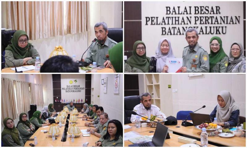 BBPP BATANGKALUKU: Kepala BBPP Batangkaluku, Jamaluddin Al Afgani beserta Auditor dari Garuda Sertifikasi Indonesia dan jajaran didampingi Kabag Umum, Rosdiana dan Kakelsi Program dan Evaluasi, Fitriani serta Kakelsi Penyelenggaraan Pelatihan, Yuli Nurnaningsih usai close meeting pelaksanaan Audit SMAP dan SMM.