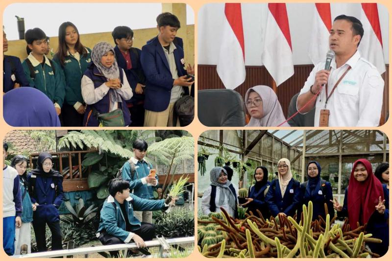 BBPP LEMBANG: Kepala BBPP Lembang, Ahmad Dedy Syathori [berdiri, insert kiri atas] menyambut baik antusias 50 mahasiswa/i Prodi Agribisnis dari President University beserta dosen pembimbing mengikuti kegiatan kunjungan ke BBPP Lembang, yang sejalan dengan upaya Kementan melakukan regenerasi pertanian.