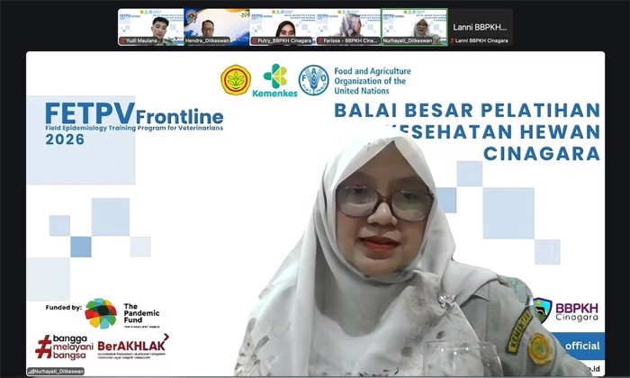 BBPKH CINAGARA: Kabalai Cinagara, Inneke Kusumawaty mengatakan peserta pelatihan Pelvi 2026, tidak hanya dibekali pemahaman teoretis, juga diarahkan menerapkan kompetensi epidemiologi bagi pelaksanaan tugas sehari-hari. Dengan demikian, dokter hewan frontline makin terampil mengenali ancaman penyakit, menghasilkan laporan berkualitas, dan mendukung pengambilan keputusan berbasis bukti.