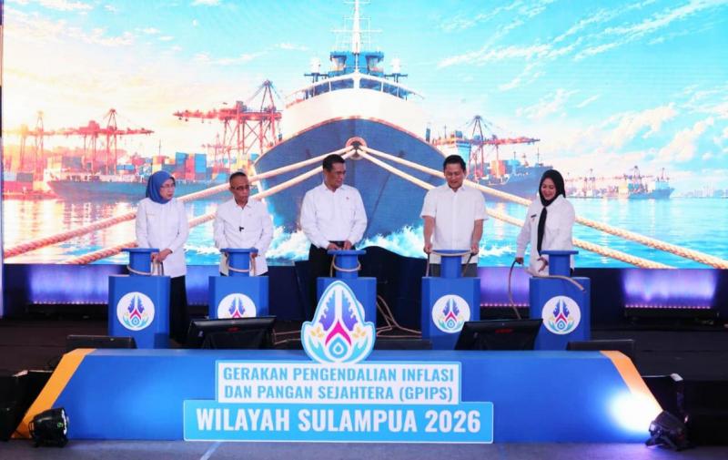 BB PUSTAKA: Mentan Amran Sulaiman dan Deputi BI, Thomas Djiwandono pada kegiatan `Gerakan Pengendalian Inflasi dan Pangan Sejahtera Wilayah Sulampua 2026` bahwa pengendalian inflasi tidak terlepas dari kontribusi sektor pangan.